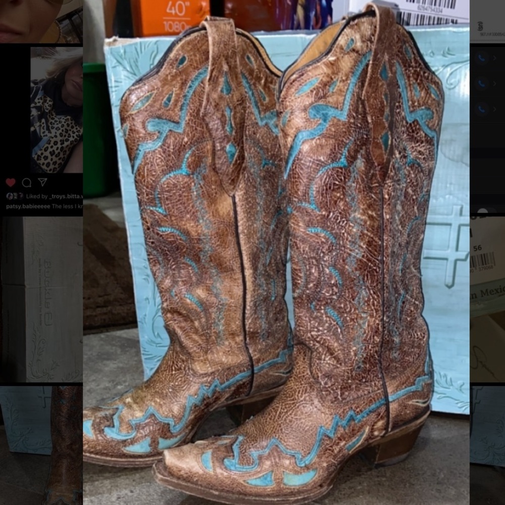 distressed cow girl boots